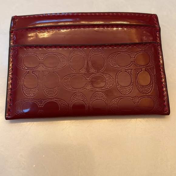 COPY - Coach Signature Burgundy Patent Leather Credit Card/Business Card/Money … - Picture 5 of 6
